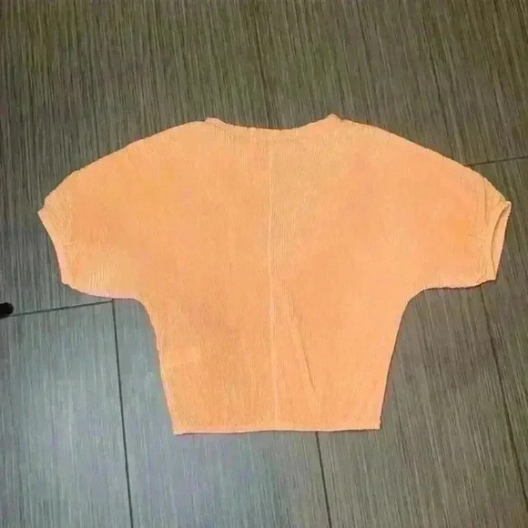 Bishop + Young Orange Crew Neck Ribbed Short Sleeve Pullover Crop Top Size S - Picture 7 of 8